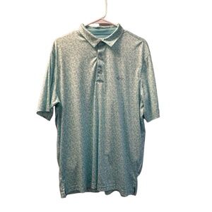 Greg Norman Golf Polo Mens Large Light Teal Shark Pattern Active Preppy Office